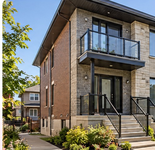 Illustrative exterior of a modern multi-unit residential rental property